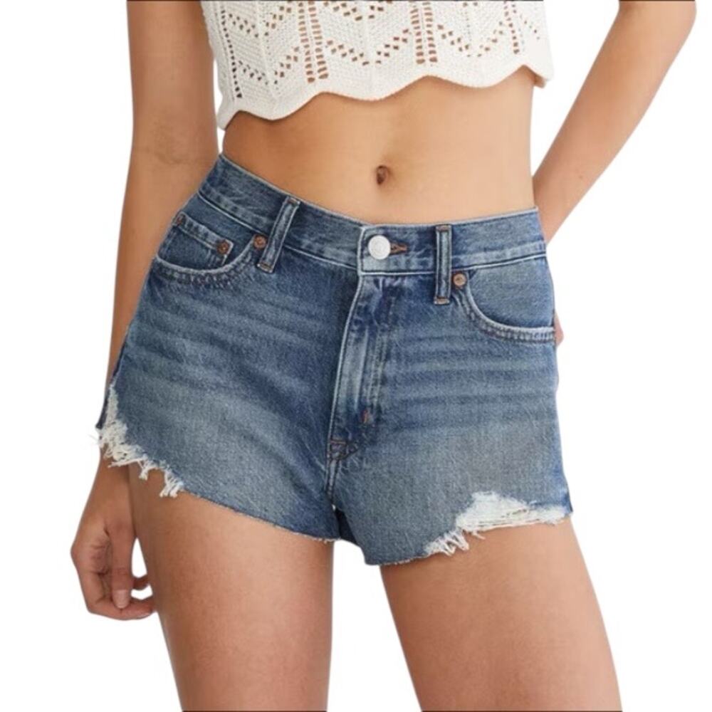 🔥 NWT Aeropostale Vintage High Rise Distressed Denim Shorty Shorts Size 2